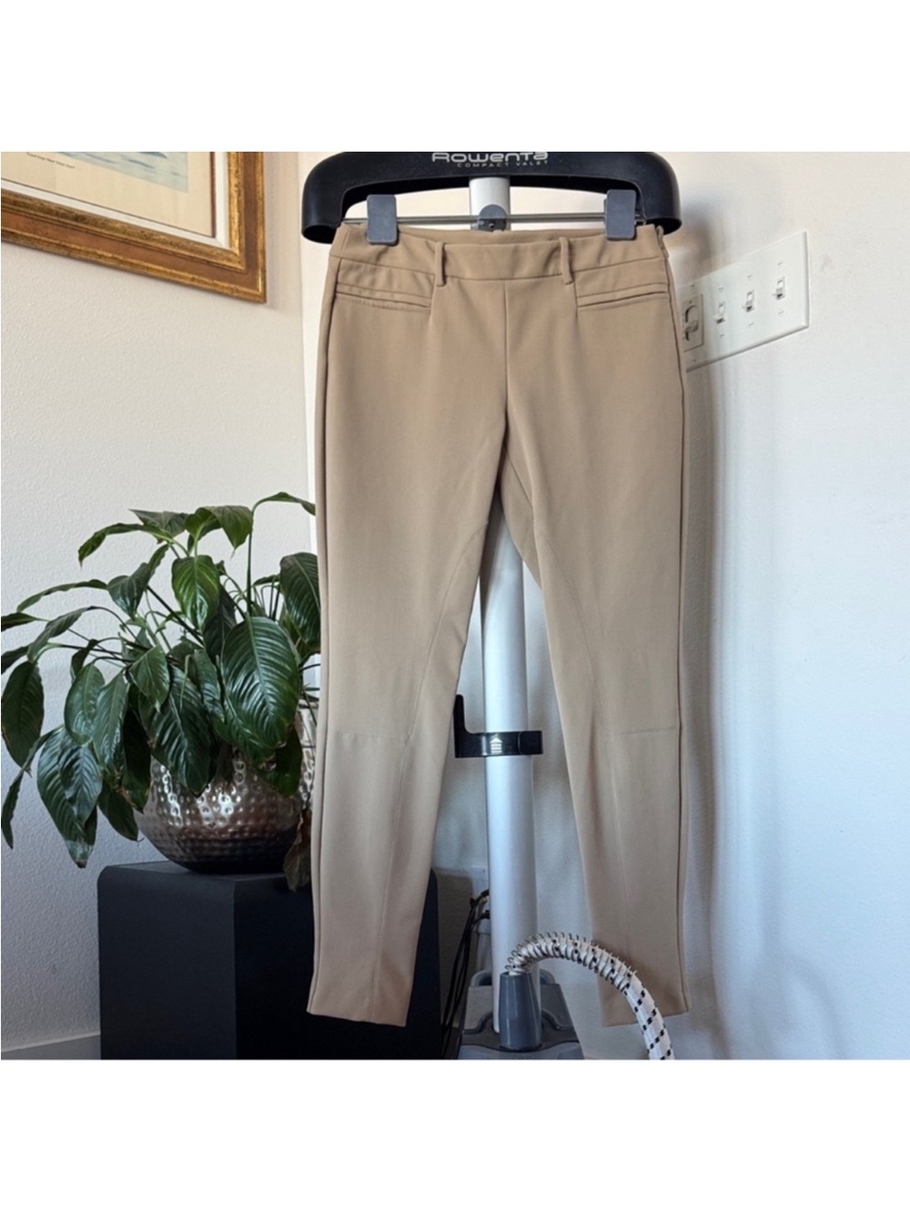 Theory Tan Junius Mandatory Skinny Stretchy Pmats/Trousers Sz 10/M Side zipper